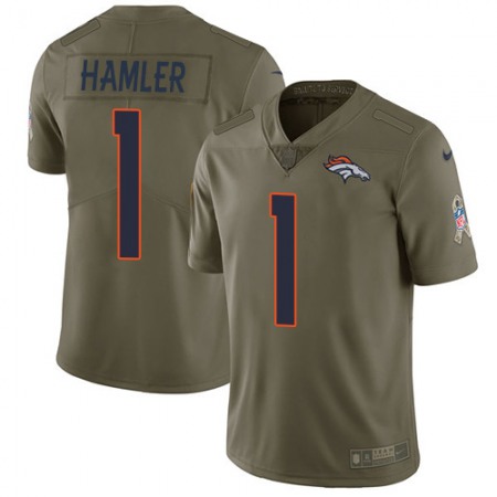 Nike Broncos #1 KJ Hamler Olive Youth Stitched NFL Limited 2017 Salute to Service Jersey