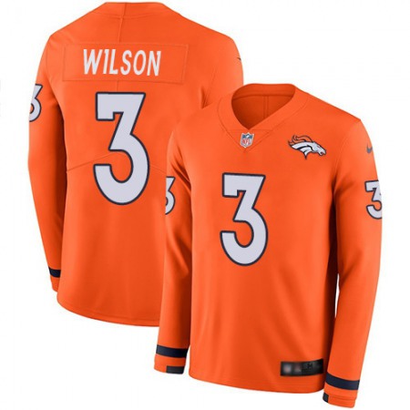 Nike Broncos #3 Russell Wilson Orange Team Color Youth Stitched NFL Limited Therma Long Sleeve Jersey