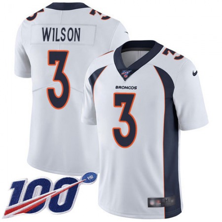 Nike Broncos #3 Russell Wilson White Youth Stitched NFL 100th Season Vapor Untouchable Limited Jersey