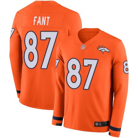 Nike Broncos #87 Noah Fant Orange Team Color Youth Stitched NFL Limited Therma Long Sleeve Jersey