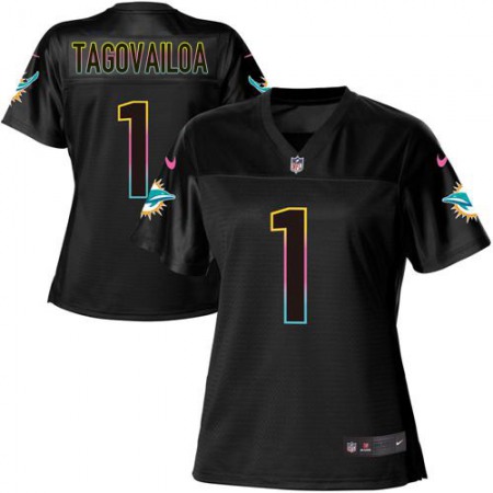 Nike Dolphins #1 Tua Tagovailoa Black Women's NFL Fashion Game Jersey