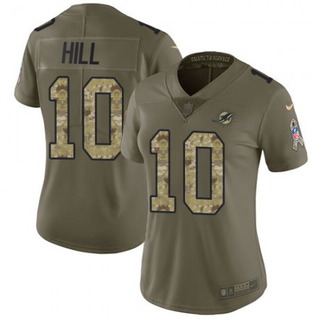 Nike Dolphins #10 Tyreek Hill Olive/Camo Women's Stitched NFL Limited 2017 Salute To Service Jersey