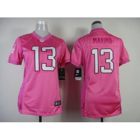 Nike Dolphins #13 Dan Marino Pink Women's Be Luv'd Stitched NFL New Elite Jersey