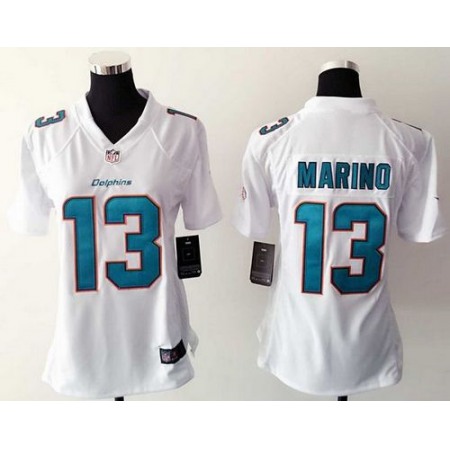 Nike Dolphins #13 Dan Marino White Women's Stitched NFL Elite Jersey