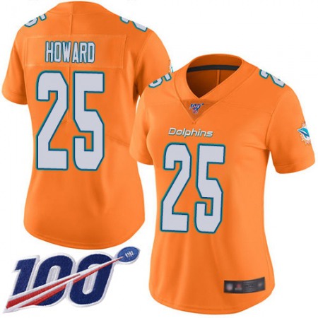 Nike Dolphins #25 Xavien Howard Orange Women's Stitched NFL Limited Rush 100th Season Jersey