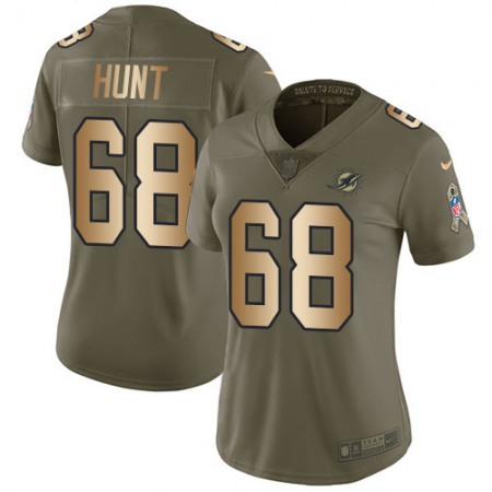 Nike Dolphins #68 Robert Hunt Olive/Gold Women's Stitched NFL Limited 2017 Salute To Service Jersey