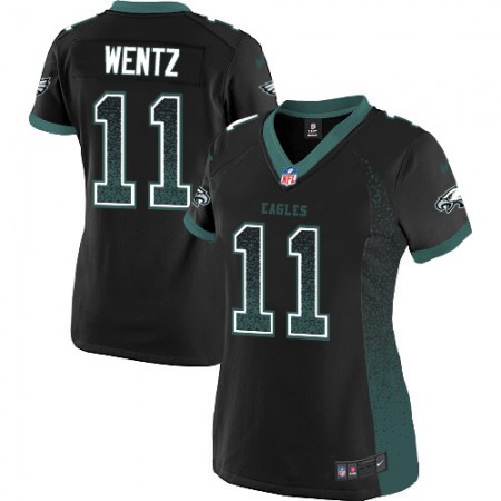 Nike Eagles #11 Carson Wentz Black Alternate Women's Stitched NFL Elite Drift Fashion Jersey