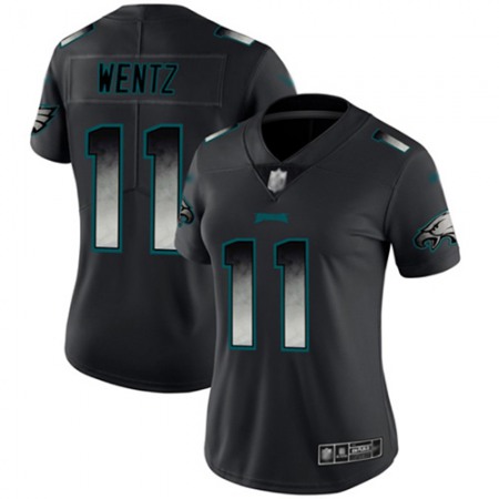 Nike Eagles #11 Carson Wentz Black Women's Stitched NFL Vapor Untouchable Limited Smoke Fashion Jersey