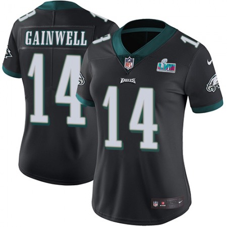 Nike Eagles #14 Kenneth Gainwell Black Alternate Super Bowl LVII Patch Women's Stitched NFL Vapor Untouchable Limited Jersey