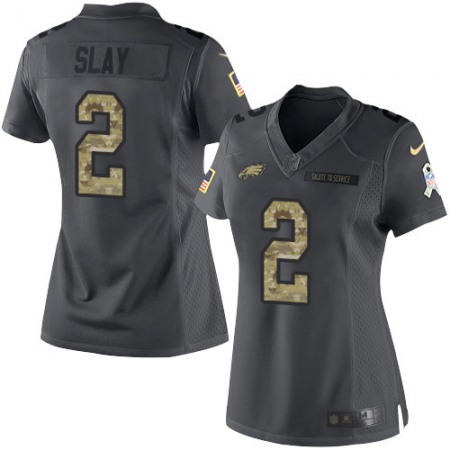 Nike Eagles #2 Darius Slay Black Women's Stitched NFL Limited 2016 Salute to Service Jersey