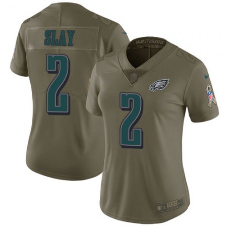 Nike Eagles #2 Darius Slay Olive Women's Stitched NFL Limited 2017 Salute To Service Jersey