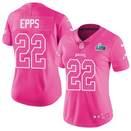 Nike Eagles #22 Marcus Epps Pink Super Bowl LVII Patch Women's Stitched NFL Limited Rush Fashion Jersey