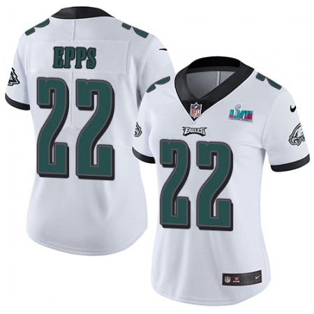 Nike Eagles #22 Marcus Epps White Super Bowl LVII Patch Women's Stitched NFL Vapor Untouchable Limited Jersey