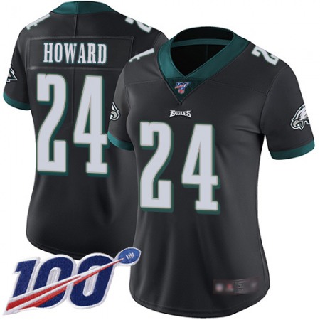 Nike Eagles #24 Jordan Howard Black Alternate Women's Stitched NFL 100th Season Vapor Limited Jersey