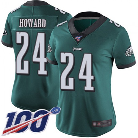 Nike Eagles #24 Jordan Howard Midnight Green Team Color Women's Stitched NFL 100th Season Vapor Limited Jersey