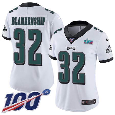 Nike Eagles #32 Reed Blankenship White Super Bowl LVII Patch Women's Stitched NFL 100th Season Vapor Untouchable Limited Jersey