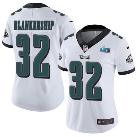 Nike Eagles #32 Reed Blankenship White Super Bowl LVII Patch Women's Stitched NFL Vapor Untouchable Limited Jersey