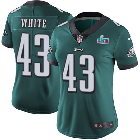 Nike Eagles #43 Kyzir White Green Team Color Super Bowl LVII Patch Women's Stitched NFL Vapor Untouchable Limited Jersey