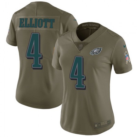 Nike Eagles #4 Jake Elliott Olive Women's Stitched NFL Limited 2017 Salute to Service Jersey