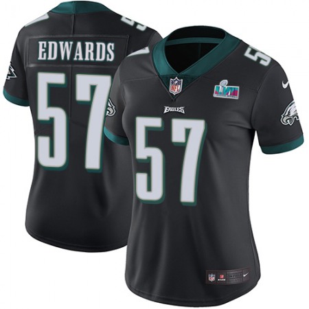 Nike Eagles #57 T. J. Edwards Black Alternate Super Bowl LVII Patch Women's Stitched NFL Vapor Untouchable Limited Jersey