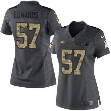 Nike Eagles #57 T. J. Edwards Black Women's Stitched NFL Limited 2016 Salute to Service Jersey