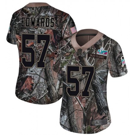 Nike Eagles #57 T. J. Edwards Camo Super Bowl LVII Patch Women's Stitched NFL Limited Rush Realtree Jersey