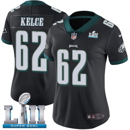 Nike Eagles #62 Jason Kelce Black Alternate Super Bowl LII Women's Stitched NFL Vapor Untouchable Limited Jersey