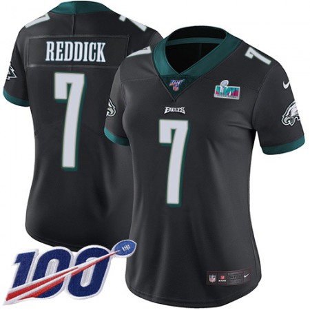 Nike Eagles #7 Haason Reddick Black Alternate Super Bowl LVII Patch Women's Stitched NFL 100th Season Vapor Untouchable Limited Jersey