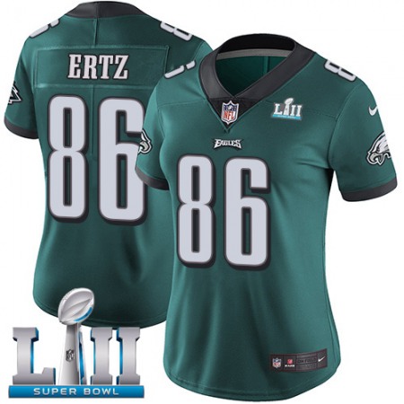 Nike Eagles #86 Zach Ertz Midnight Green Team Color Super Bowl LII Women's Stitched NFL Vapor Untouchable Limited Jersey