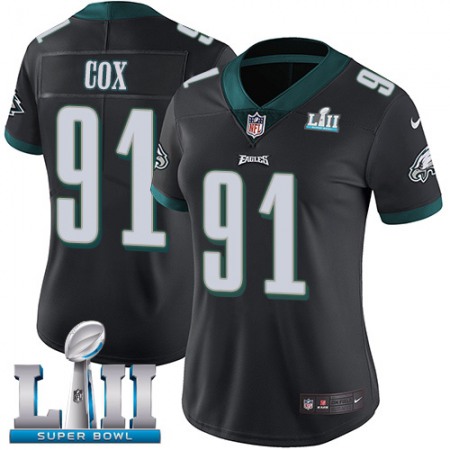 Nike Eagles #91 Fletcher Cox Black Alternate Super Bowl LII Women's Stitched NFL Vapor Untouchable Limited Jersey