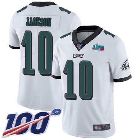 Nike Eagles #10 DeSean Jackson White Super Bowl LVII Patch Youth Stitched NFL 100th Season Vapor Limited Jersey