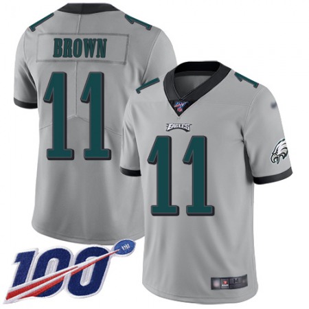 Nike Eagles #11 A.J. Brown Silver Youth Stitched NFL Limited Inverted Legend 100th Season Jersey