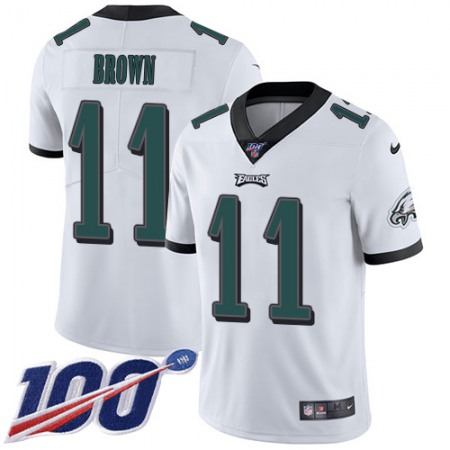 Nike Eagles #11 A.J. Brown White Youth Stitched NFL 100th Season Vapor Untouchable Limited Jersey