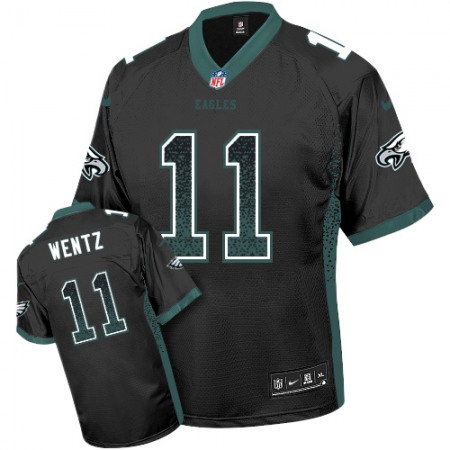 Nike Eagles #11 Carson Wentz Black Alternate Youth Stitched NFL Elite Drift Fashion Jersey