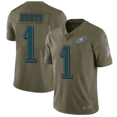 Nike Eagles #1 Jalen Hurts Olive Youth Stitched NFL Limited 2017 Salute To Service Jersey