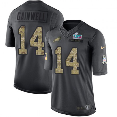 Nike Eagles #14 Kenneth Gainwell Black Super Bowl LVII Patch Youth Stitched NFL Limited 2016 Salute to Service Jersey