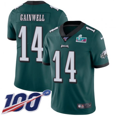 Nike Eagles #14 Kenneth Gainwell Green Team Color Super Bowl LVII Patch Youth Stitched NFL 100th Season Vapor Untouchable Limited Jersey