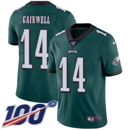 Nike Eagles #14 Kenneth Gainwell Green Team Color Youth Stitched NFL 100th Season Vapor Untouchable Limited Jersey