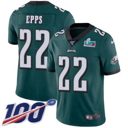 Nike Eagles #22 Marcus Epps Green Team Color Super Bowl LVII Patch Youth Stitched NFL 100th Season Vapor Untouchable Limited Jersey