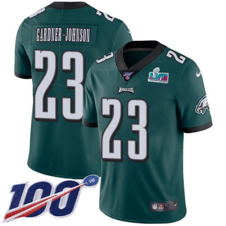 Nike Eagles #23 C.J. Gardner-Johnson Green Team Color Super Bowl LVII Patch Youth Stitched NFL 100th Season Vapor Untouchable Limited Jersey