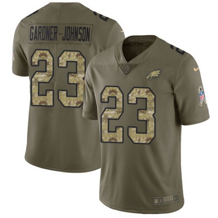 Nike Eagles #23 C.J. Gardner-Johnson Olive/Camo Youth Stitched NFL Limited 2017 Salute To Service Jersey