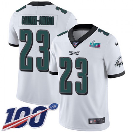 Nike Eagles #23 C.J. Gardner-Johnson White Super Bowl LVII Patch Youth Stitched NFL 100th Season Vapor Untouchable Limited Jersey