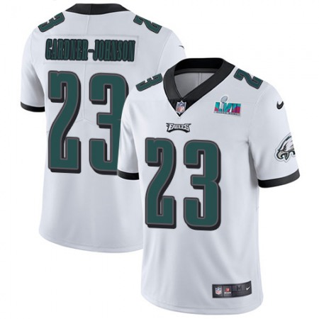 Nike Eagles #23 C.J. Gardner-Johnson White Super Bowl LVII Patch Youth Stitched NFL Vapor Untouchable Limited Jersey