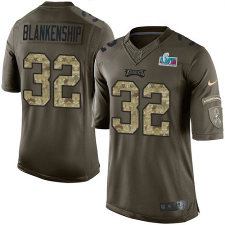 Nike Eagles #32 Reed Blankenship Green Super Bowl LVII Patch Youth Stitched NFL Limited 2015 Salute to Service Jersey