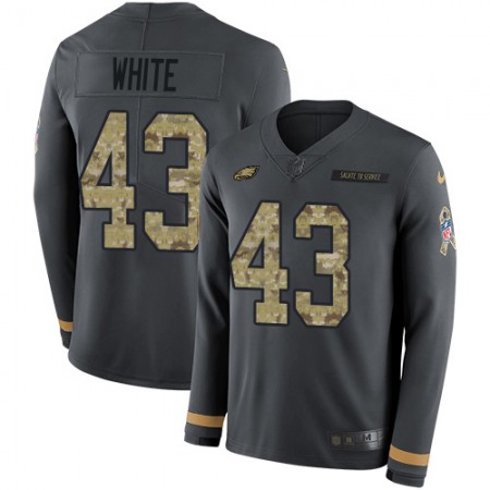 Nike Eagles #43 Kyzir White Anthracite Salute to Service Youth Stitched NFL Limited Therma Long Sleeve Jersey