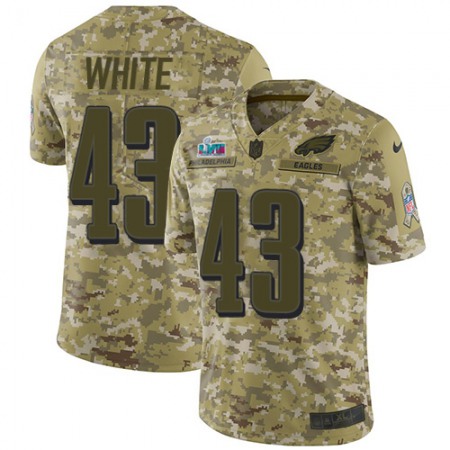 Nike Eagles #43 Kyzir White Camo Super Bowl LVII Patch Youth Stitched NFL Limited 2018 Salute To Service Jersey