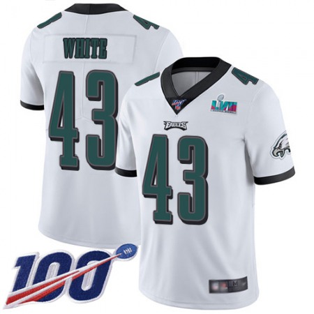 Nike Eagles #43 Kyzir White White Super Bowl LVII Patch Youth Stitched NFL 100th Season Vapor Untouchable Limited Jersey