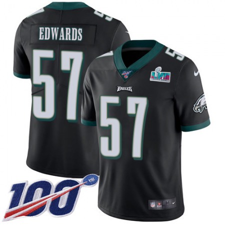 Nike Eagles #57 T. J. Edwards Black Alternate Super Bowl LVII Patch Youth Stitched NFL 100th Season Vapor Untouchable Limited Jersey