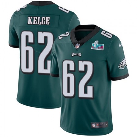 Nike Eagles #62 Jason Kelce Green Team Color Super Bowl LVII Patch Youth Stitched NFL Vapor Untouchable Limited Jersey