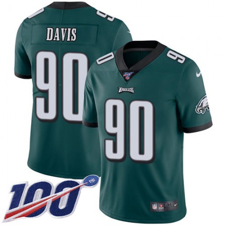 Nike Eagles #90 Jordan Davis Green Team Color Youth Stitched NFL 100th Season Vapor Untouchable Limited Jersey